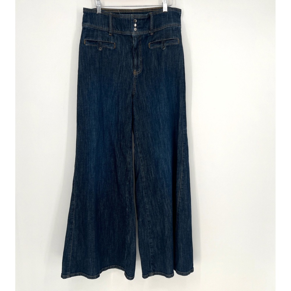 Pilcro High Rise Wide Leg Trouser Jeans Womens 31 Blue Boho Anthropologie - Picture 3 of 12